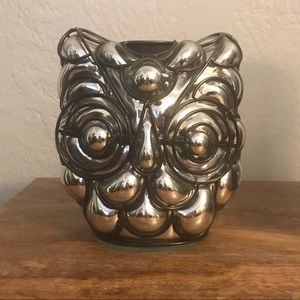 Cute silver owl candle holder